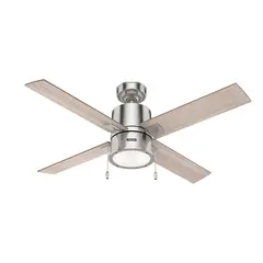 Hunter - Ventilador de Techo Beck 4 Aspas y 2 Luces de 52" Níquel