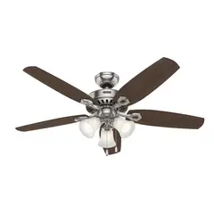 Hunter - Ventilador de Techo Builder Plus 5 Aspas y 3 Luces de 52" Níquel