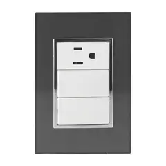 Sanelec - Placa Contacto y Apagador Doble Humo