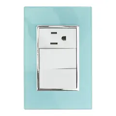 Sanelec - Placa Contacto y Apagador Doble Aqua