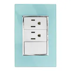 Sanelec - Placa Apagador y Contacto Doble Aqua