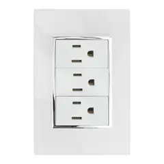 Sanelec - Placa Contacto Triple Blanco