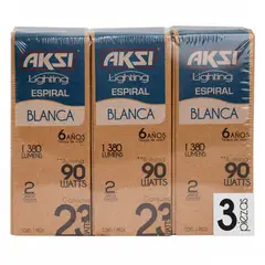 Aksi - Pack de 3 Focos Espiral Luz Blanca E27