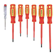 Truper - Juego de 6 Desarmadores Dieléctricos y 1 Probador de Corriente