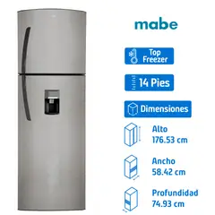 Mabe - Refrigerador 11 pies3 Top Freezer Gris Rma300Fjmrm0