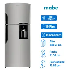 Mabe - Refrigerador 19 pies3 Top Freezer Gris Rms510Iamrm0