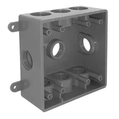 Argos - Caja Cuadrada No Metálica con 9 Orificios Roscados de 1/2¿ o 3/4¿ Gris