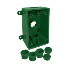 Argos - Caja Rectangular No Metálica 3 Orificios Roscados de 1/2” o 3/4” Verde
