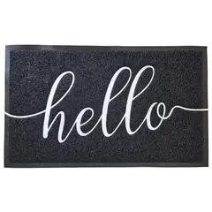 TKR Home - Tapete para entrada Hello de 45 x 75 cm Negro