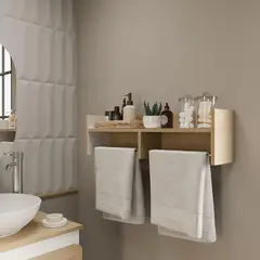 Maderkit - Repisa de cocina con toallero Rovere blanco