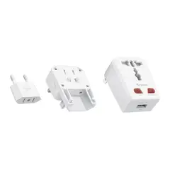 Steren - Adaptador Universal de Contactos para Viaje con Cargador USB