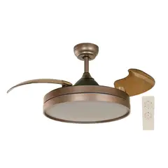 Designers - Ventilador de Techo Retráctil Niza 3 Aspas y 1 Luz de 42" Café