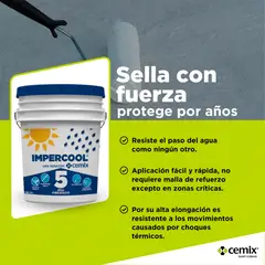 Impercool - Impermeabilizante Fibratado 5 años blanco 22.7 l