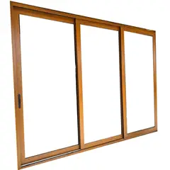 Holztek - Pta Corrediza 3H, S920-86, Mco Foliado, Cristal Simple, Vidrio Claro 340-350/210-220