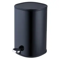 Just Home Collection - Bote de Basura Cilindro Metálico con Pedal de 5L Negro