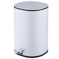 Just Home Collection - Bote de Basura Cilindro Metálico con Pedal de 5L Blanco