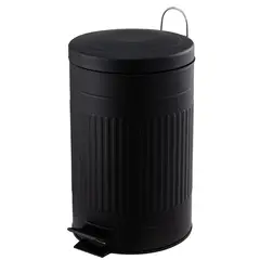 Just Home Collection - Bote de Basura Relieve Metálico con Pedal de 12L Negro