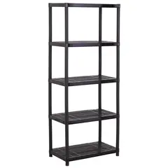 Rimax - Estante de plástico negro 5 niveles 38.3 x 168.5 x 71.2 cm