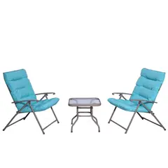 Just Home Collection - Juego de Balcón Sao Paulo Plegable Aqua 2 Personas