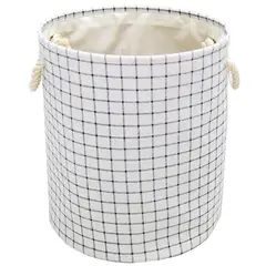 Just Home Collection - Cesto de ropa checker blanco