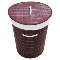 Just Home Collection - Cesto de ropa redondo bambu café