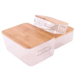 Just Home Collection - Set 4 cajas con tapa bambú