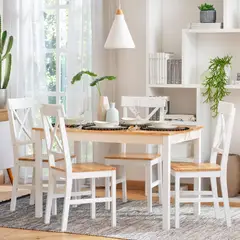 Just Home Collection - Set Comedor con 4 Sillas Boho Chic Madera