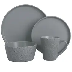 Just Home Collection - Juego de vajilla mármol gris 16 piezas