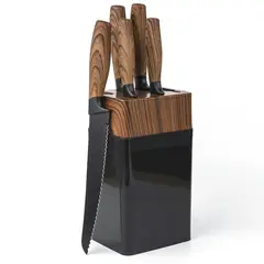 Just Home Collection - Set cuchillos 6 piezas más taco de madera