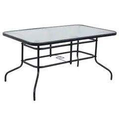 Just Home Collection - Mesa Rectangular Negra con Vidrio 140 x 90 cm.