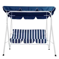 Just Home Collection - Sillón Columpio 3 Personas Rayas Azul