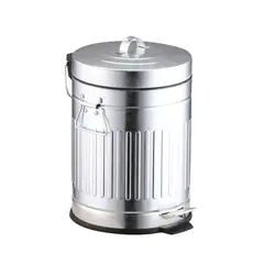 Just Home Collection - Bote de Basura Vintage Metálico con Pedal de 5L Plata
