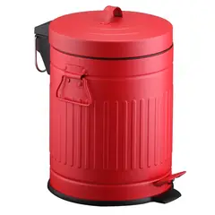 Just Home Collection - Bote de Basura Vintage Metálico con Pedal de 5L Rojo