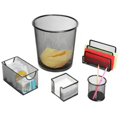 Just Home Collection - Set de oficina 5 piezas negro