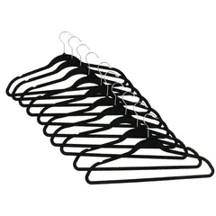 Just Home Collection - Set 10 ganchos terciopelo negro
