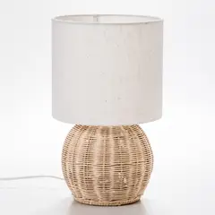 Just Home Collection - Lámpara de mesa Remigio 30W E27 Mimbre Café