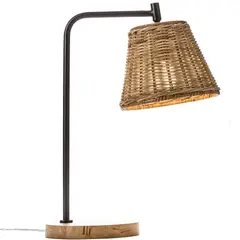 Just Home Collection - Lámpara de mesa Sogod 40W E14 Mimbre Café