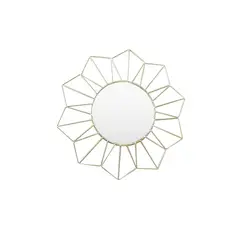 Homy - Set de 3 Espejos Decorativos Flor de 30 cm Dorado