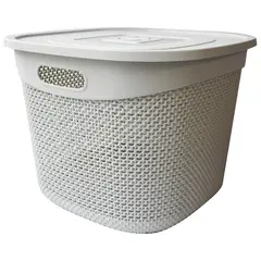 Top Choice - Canasta cuadrada gris con asas