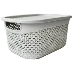 Top Choice - Canasta multiusos gris con tapa