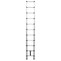 Redline - Escalera telescópica contraible de acero de 11 peldaños 3.2 m hasta 90 kg