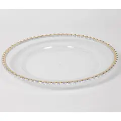 Dear Santa - Bajo Plato Navideño Plástico Transparente borde dorado 32cm