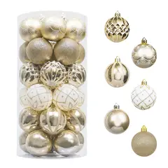 Dear Santa - Juego de 30 Esferas Navideñas Color Blanco y Dorado 6 cm
