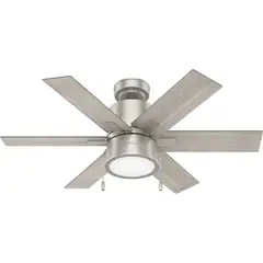 Hunter Fan - Ventilador de Techo Basset 6 Aspas y 2 Luces de 44" Níquel