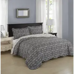 Just Home Collection - Colcha Individual Estampado Urbano Gris