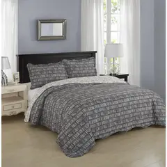 Just Home Collection - Colcha Super king Estampado Urbano Gris