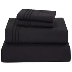 Just Home Collection - Juego de Sábanas King Size Polycot Urban de 180 Hilos Negro