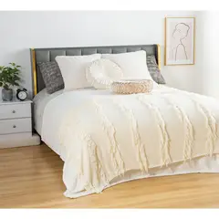 Just Home Collection - Frazada Boho Crazy de 130 x 160 cm Beige