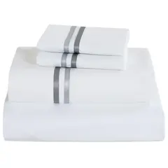 Just Home Collection - Juego de Sábanas Individual Nórdico de 180 hilos Blanco