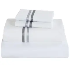 Just Home Collection - Juego de Sábanas Matrimonial Nórdico de 180 hilos Blanco